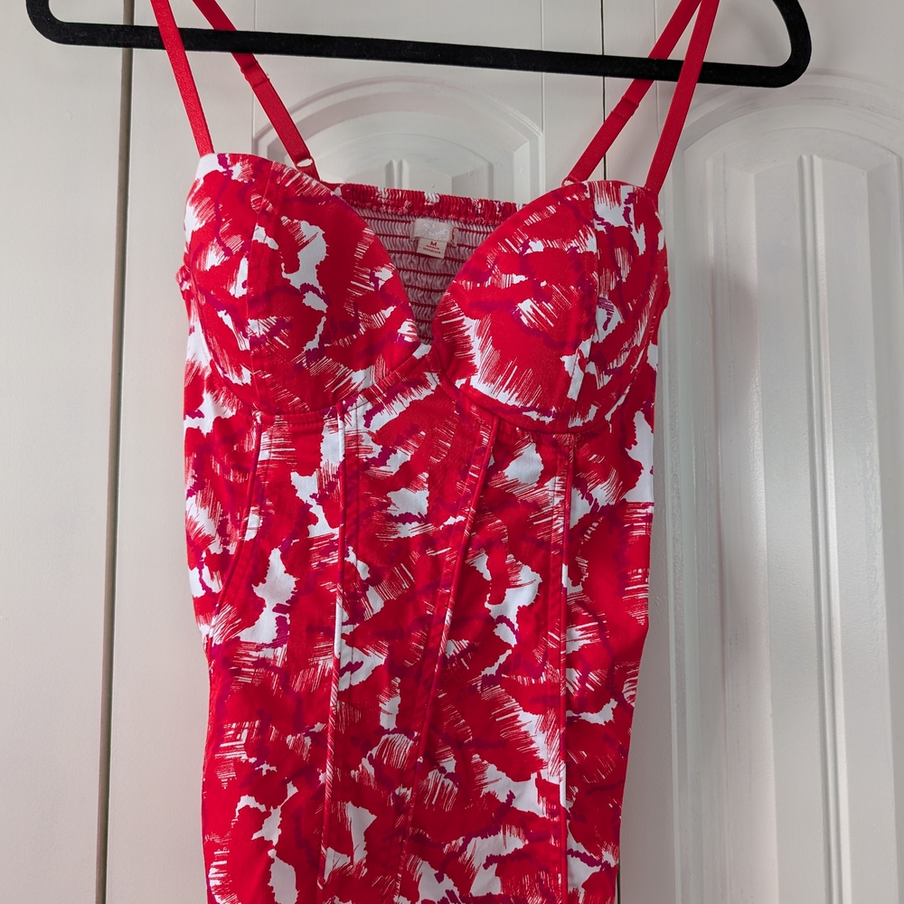 G by Guess Red and White Tank Top with Spaghetti Straps